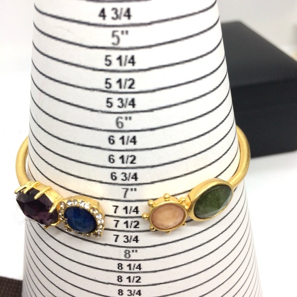 KATE SPADE PERFECTLY IMPERFECT GOLD TONE OPEN HINGED CUFF MULTI COLOR STONES - Picture 12 of 13